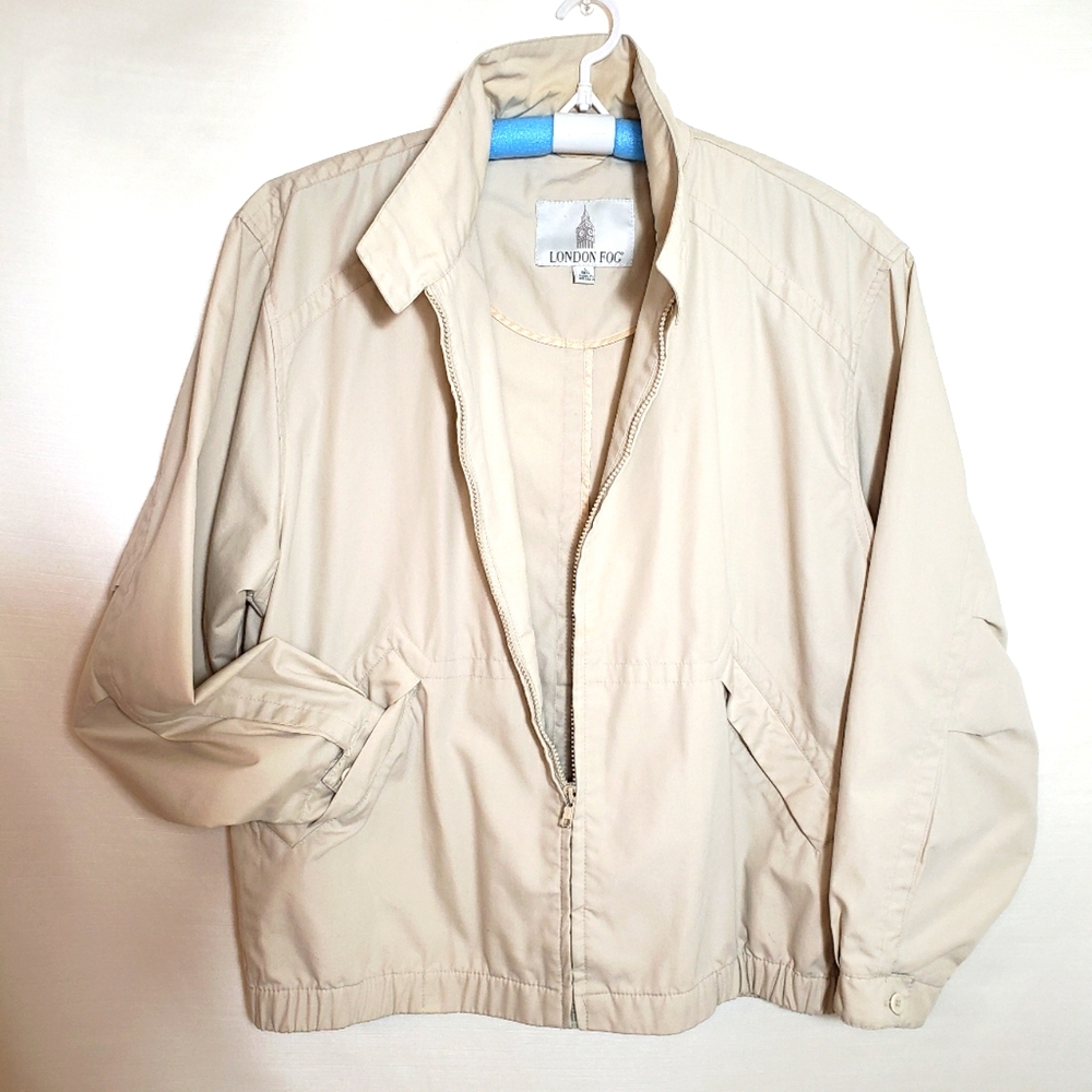 Vintage Tan Bomber Jacket London Fog lightweight zip up fall winter jacket L